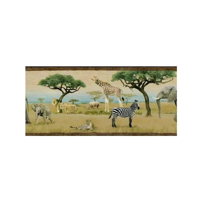 African Safari Animals Wallpaper Border - Village