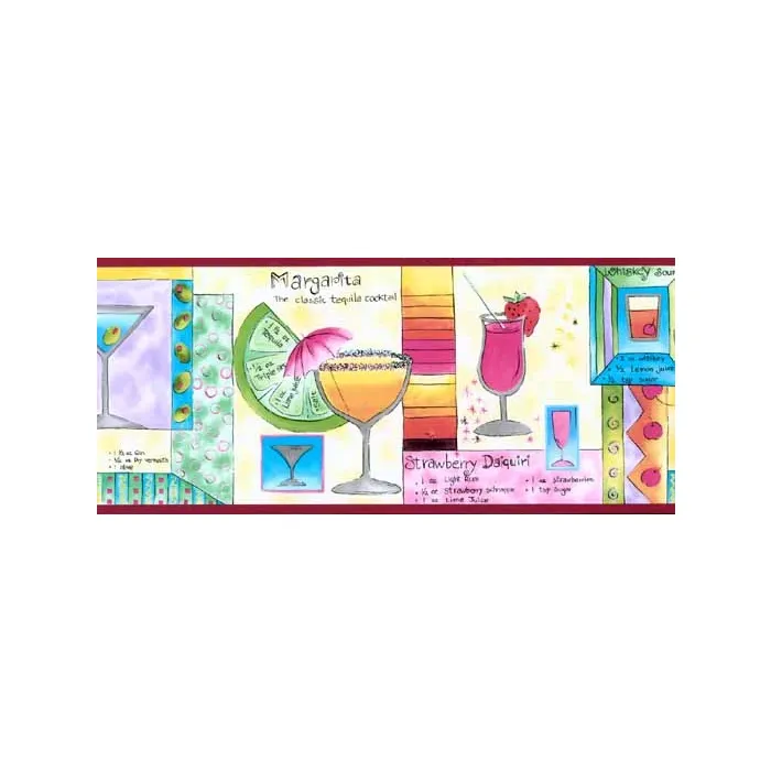 Mixed Drink Recipe Wallpaper Border