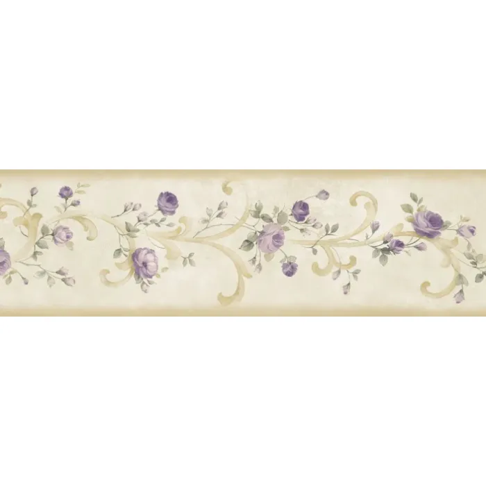Betty Cream Tearose Acanthus Trail Wallpaper Border Chesapeake BBC77915B