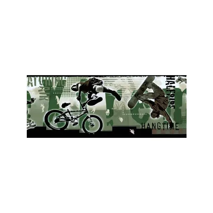 Green Extreme Sports Wallpaper Border - S.A. Maxwell Co.