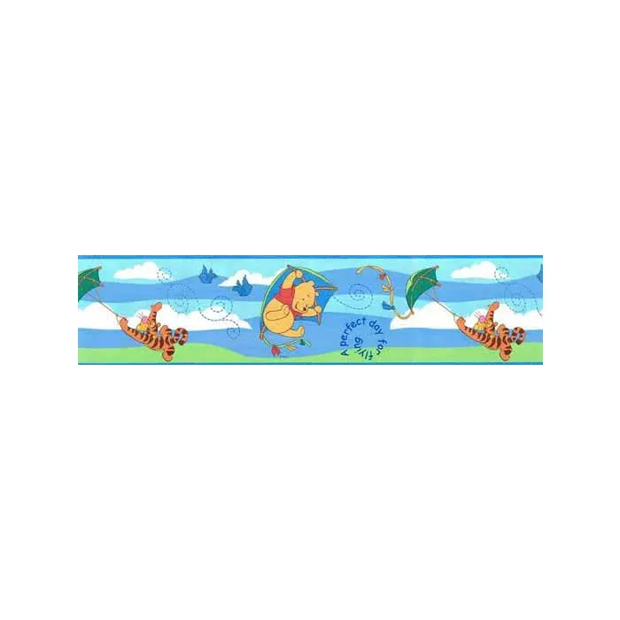 Disney Winnie the Pooh Kite Wallpaper with Tigger and Birds Border