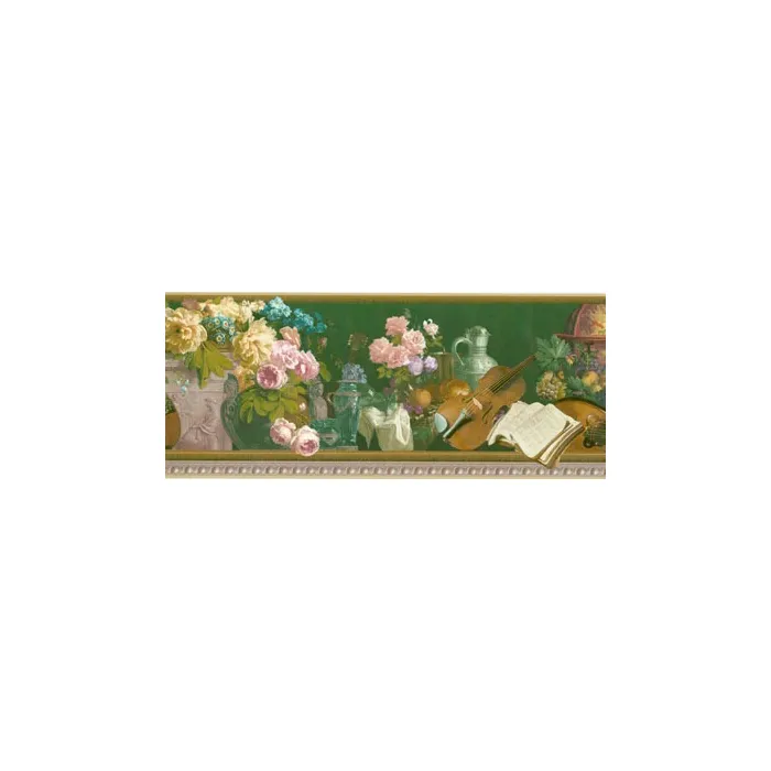 Elegant Roses and Violin Wallpaper Border 79085B