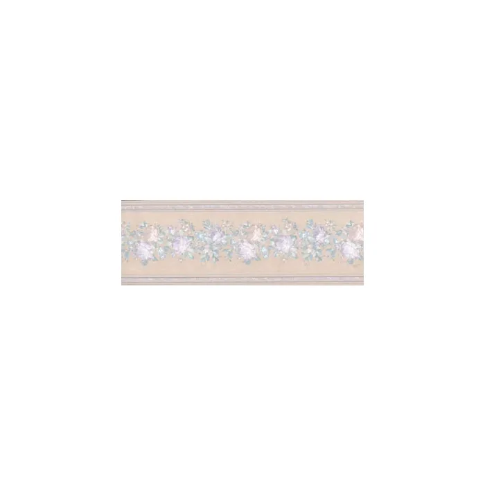 Purple & Blue Flower Wallpaer Border - Concord Wallcoverings