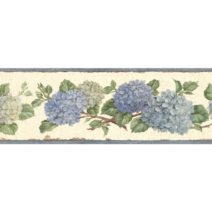 Hydrangea Flowers Wallpaper Border - Chesapeake Wallcovering