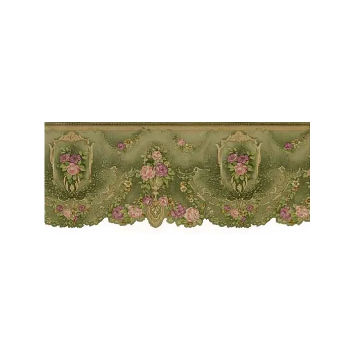 Mauve Satin Flower Wallpaper Border aka 451618B