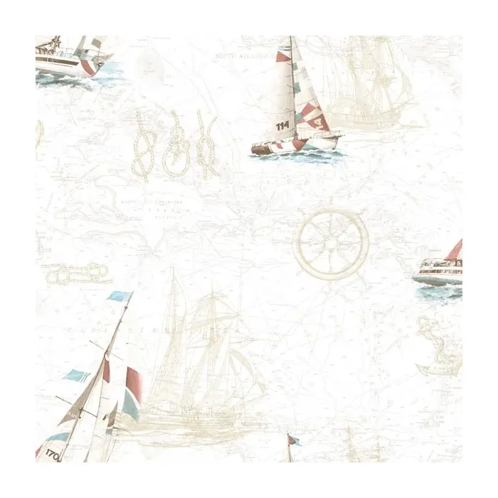 Flagler Salmon Water'S Edge Map Wallpaper Sidewall Chesapeake DLR47503