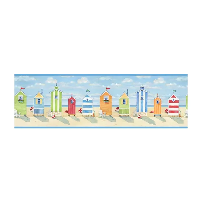 Brighton Blue Beach Cottage wallpaper border Chesapeake DLR53521B