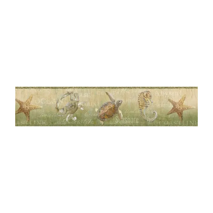 Coastal Olive Newport Lagoon wallpaper border Chesapeake DLR53531B