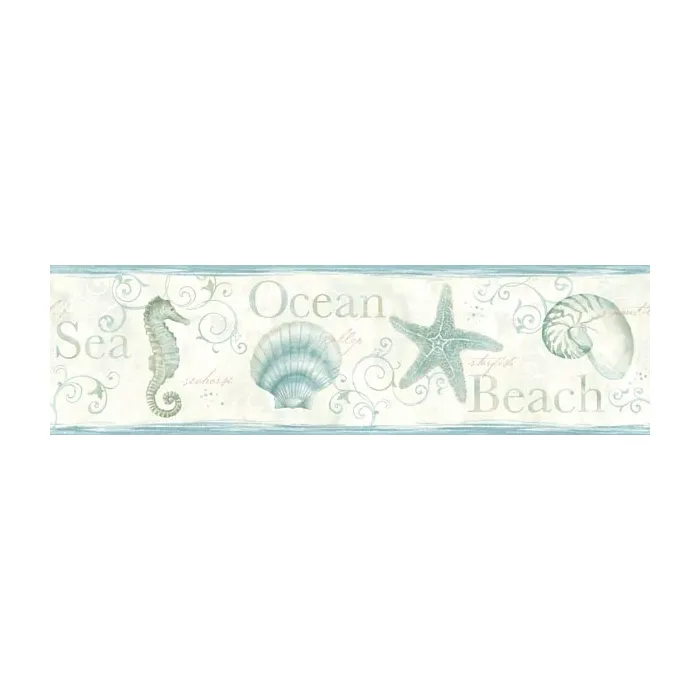 Island Bay Teal Seashells wallpaper border Chesapeake DLR53562B