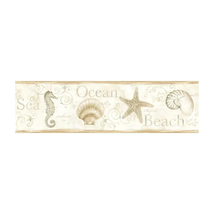 Island Bay Beige Seashells wallpaper border Chesapeake DLR53563B