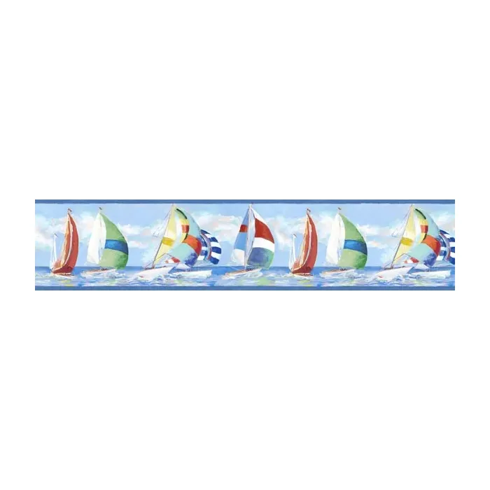 Miramar Blue Regatta wallpaper border Chesapeake DLR53572B