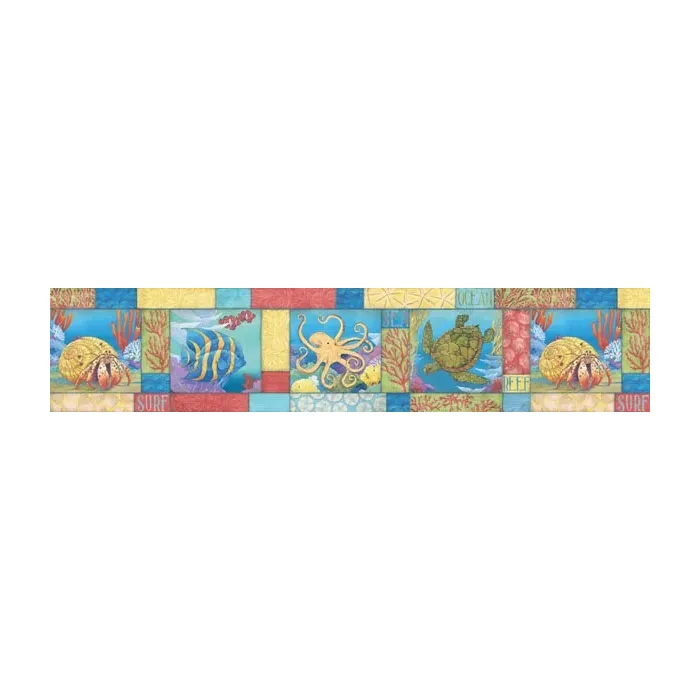 Carmel Blue Monterey Bay wallpaper border Chesapeake DLR53582B