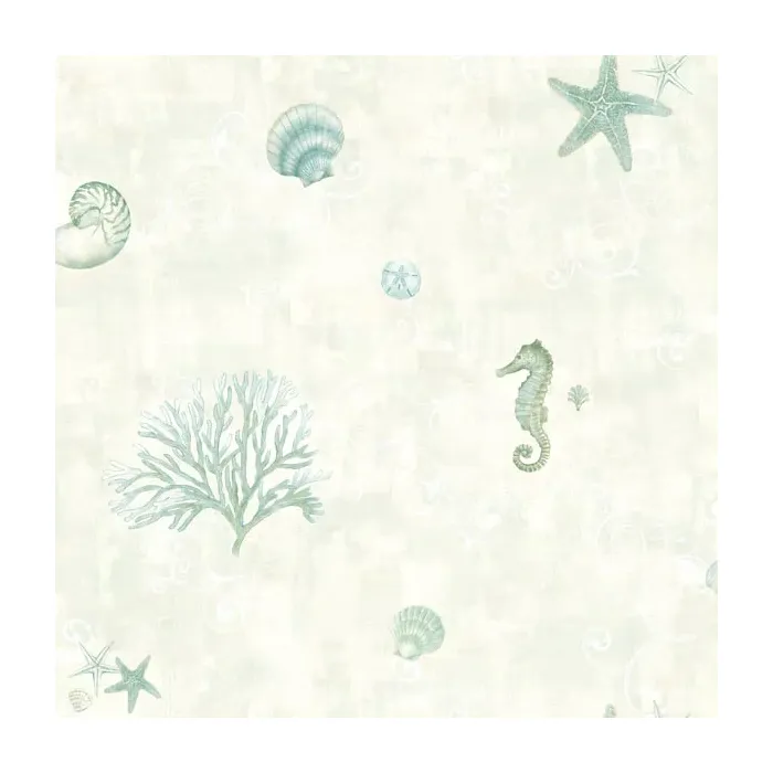 Boca Raton Teal Seashells Wallpaper Sidewall Chesapeake DLR54532