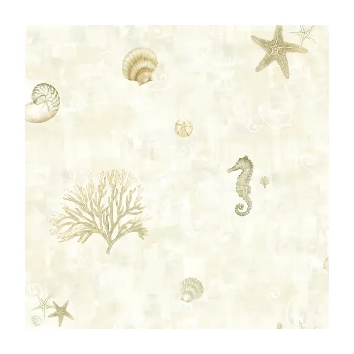 Boca Raton Beige Seashells Wallpaper Sidewall Chesapeake DLR54533