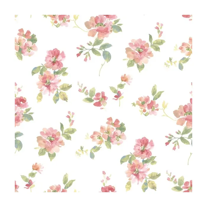 Captiva Peach Watercolor Floral Wallpaper Sidewall Chesapeake DLR54592
