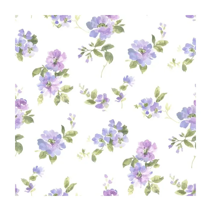 Captiva Purple Watercolor Floral Wallpaper Sidewall Chesapeake DLR54593