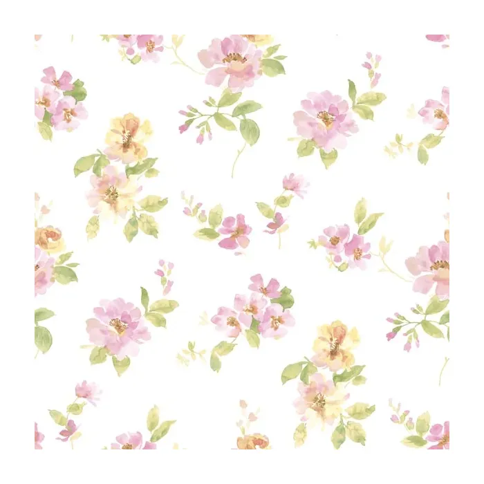 Captiva Pink Watercolor Floral Wallpaper Sidewall Chesapeake DLR54594