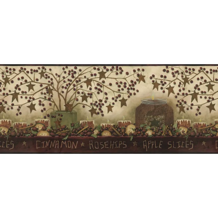 Brown Potpourri Wallpaper Border Chesapeake FFR05131B