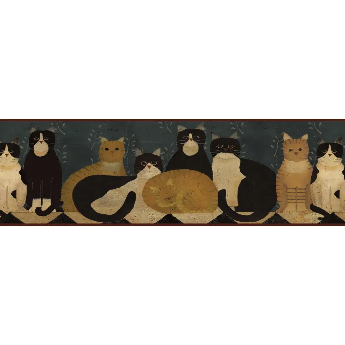 Green Country Cats Wallpaper Border Chesapeake FFR08171B