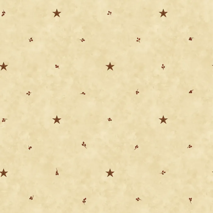 Cream Barn Star & Sprigs Wallpaper Sidewall Chesapeake FFR09062