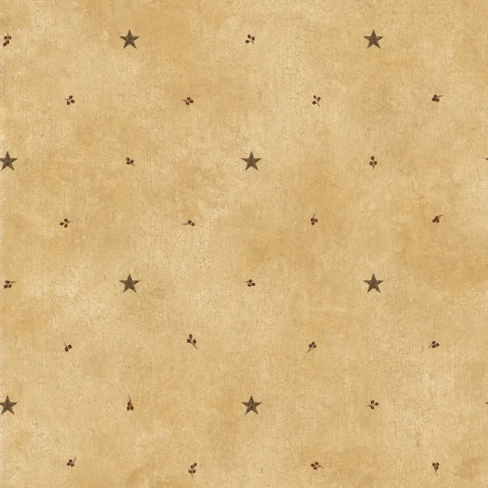 Taupe Barn Star & Sprigs Wallpaper Sidewall Chesapeake FFR09064