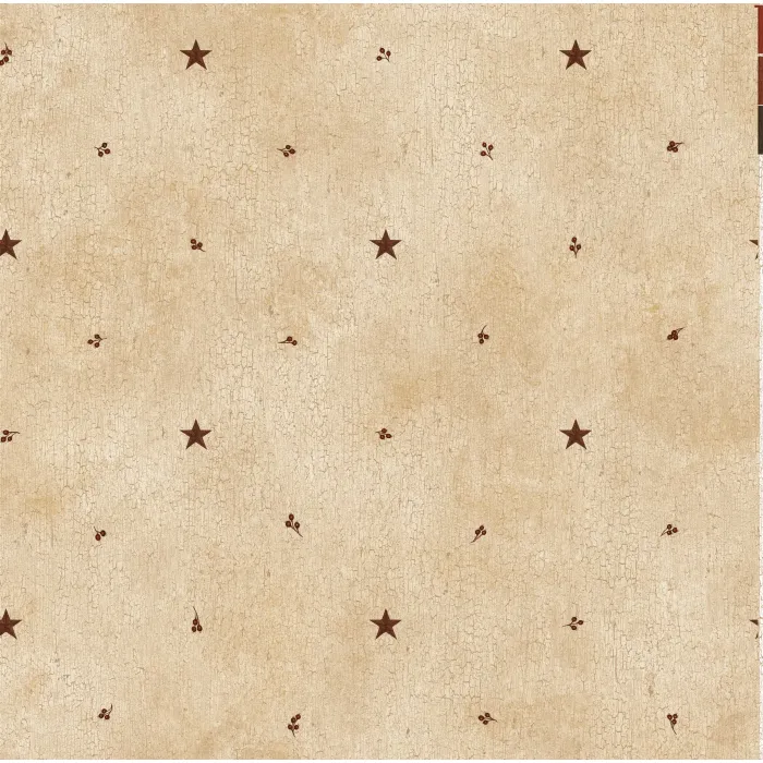 Beige Barn Star & Sprigs Wallpaper Sidewall Chesapeake FFR09066