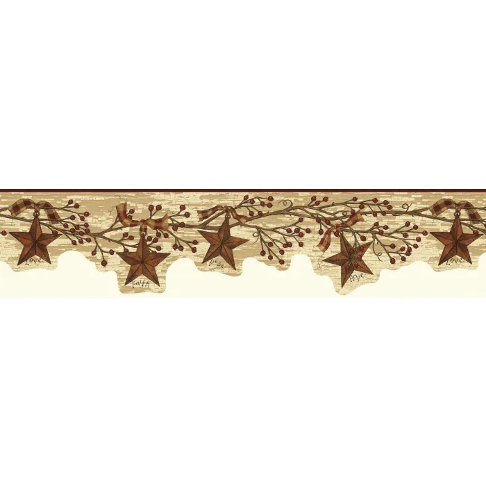Neutral Tin Star Garland Wallpaper Border Chesapeake FFR15051B