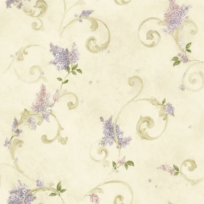 Beige Lilac Acanthus Wallpaper Sidewall Chesapeake FFR21603