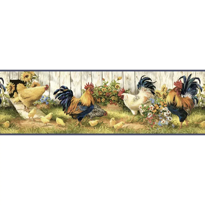 Yellow Hen House Wallpaper Border Chesapeake FFR24511B