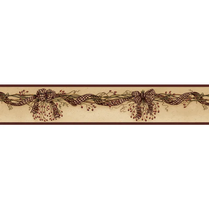 Neutral Rosehip Swag Wallpaper Border Chesapeake FFR65211B