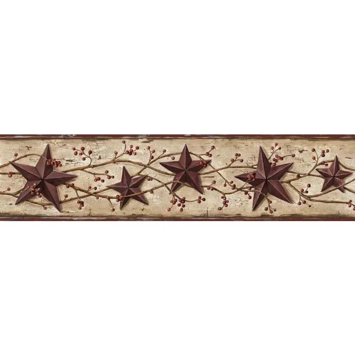 Cherry Heritage Tin Star Wallpaper Border Chesapeake FFR65364B