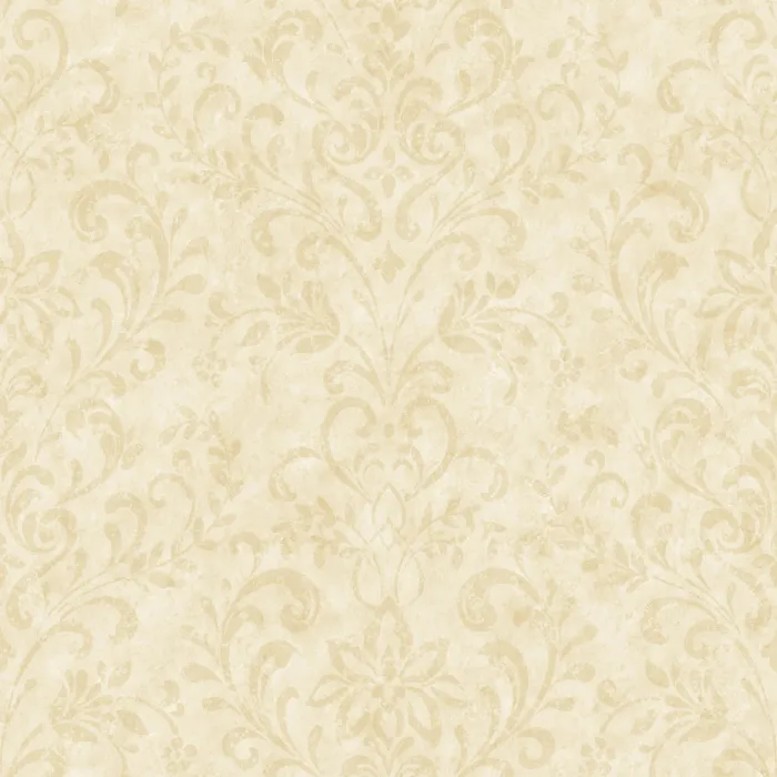 Beige Country Damask Wallpaper Sidewall Chesapeake FFR66345