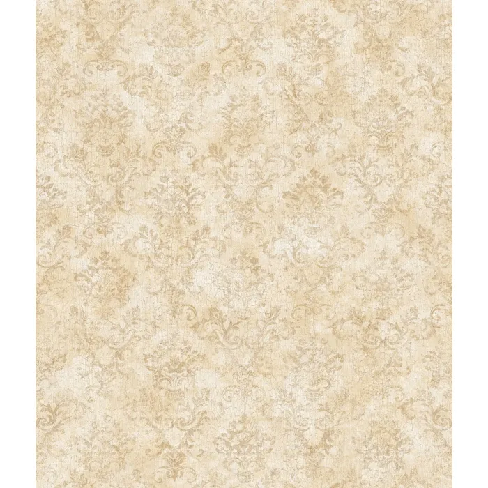Taupe Stencil Damask Wallpaper Sidewall Chesapeake FFR66355