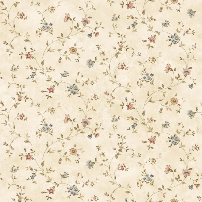 Beige Antique Floral Vine Wallpaper Sidewall Chesapeake FFR66364