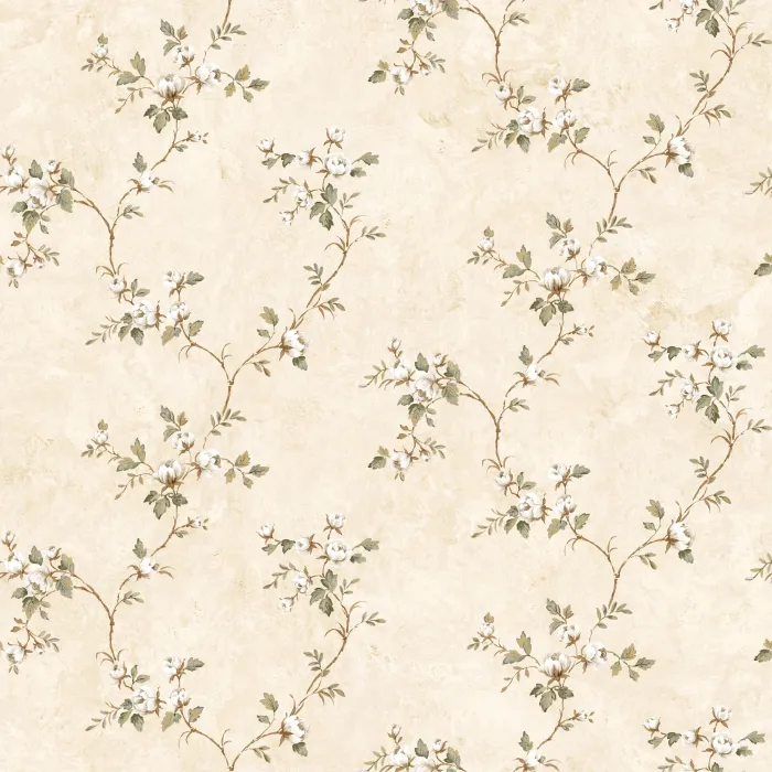 Neutral Country Rose Vine Wallpaper Sidewall Chesapeake FFR66371