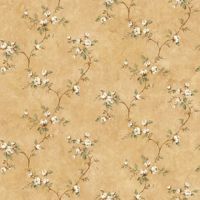 Brown Country Rose Vine Wallpaper Sidewall Chesapeake FFR66372