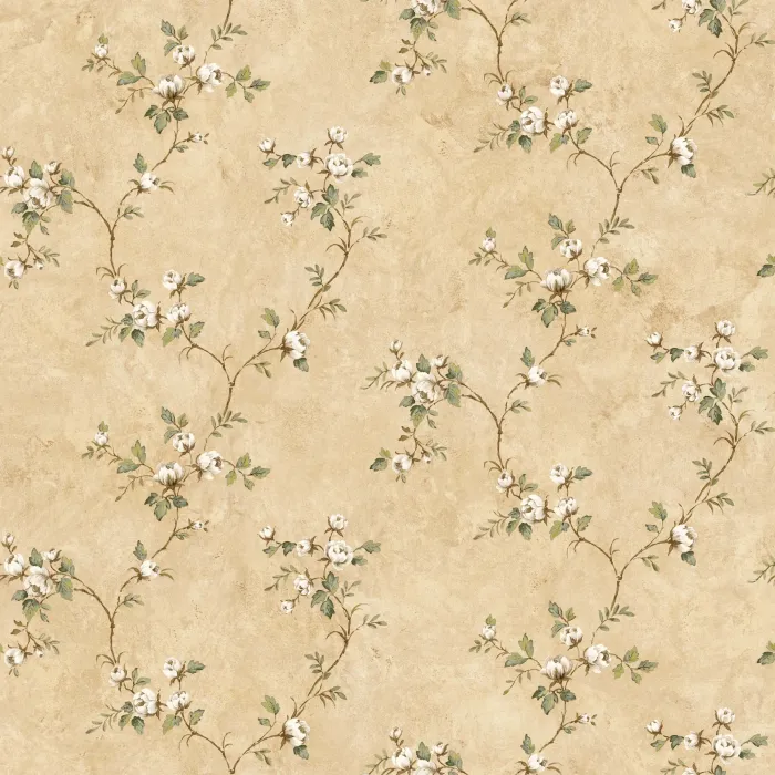 Espresso Country Rose Vine Wallpaper Sidewall Chesapeake FFR66373