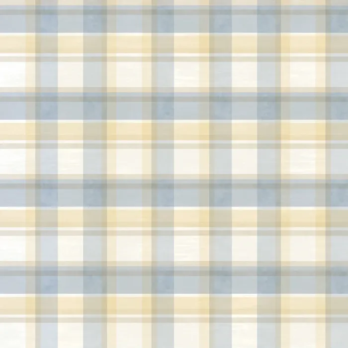 Sunday Blue Tartan Wallpaper Sidewall Chesapeake PUR21536