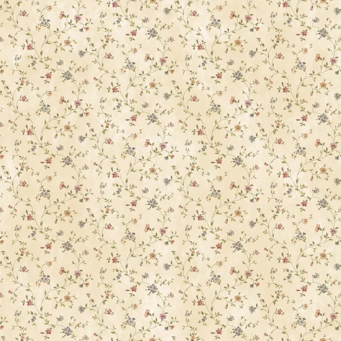 Calico White Busy Floral Toss Wallpaper Sidewall Chesapeake PUR44001