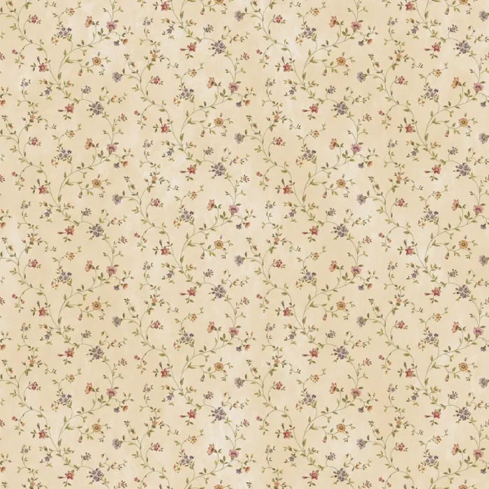 Calico Sand Busy Floral Toss Wallpaper Sidewall Chesapeake PUR44003