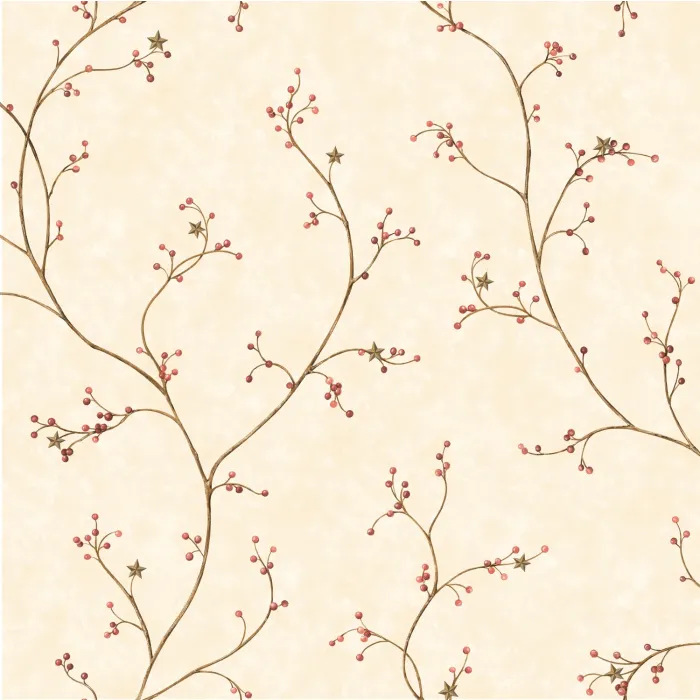 Felicia Rose Star Berry Vine Wallpaper Sidewall Chesapeake PUR44034