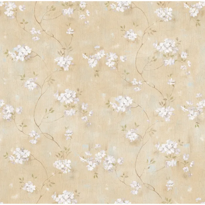 Braham Sand Country Floral Scroll Wallpaper Sidewall Chesapeake PUR44101