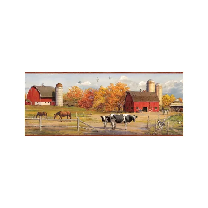 Jethro Red American Farmer Portrait Wallpaper Border Chesapeake PUR48431B