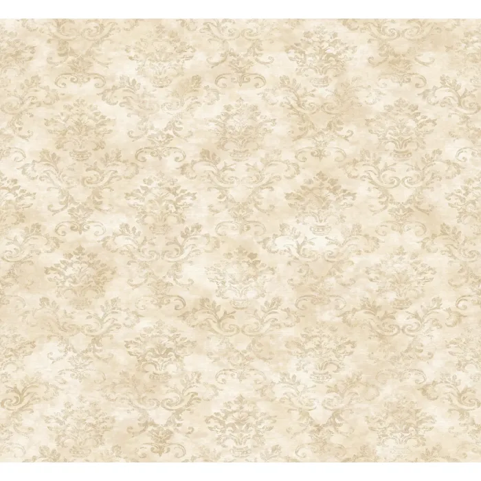 Evie Taupe Country Stencil Damask Wallpaper Sidewall Chesapeake PUR66359