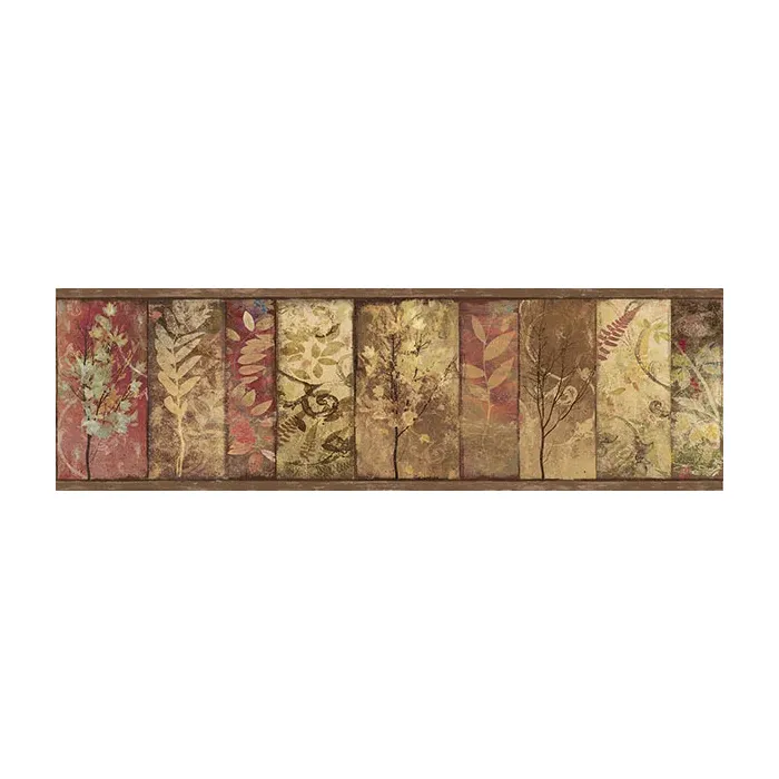 Lillinonah Brown Foliage Wallpaper Border Chesapeake TLL01552B