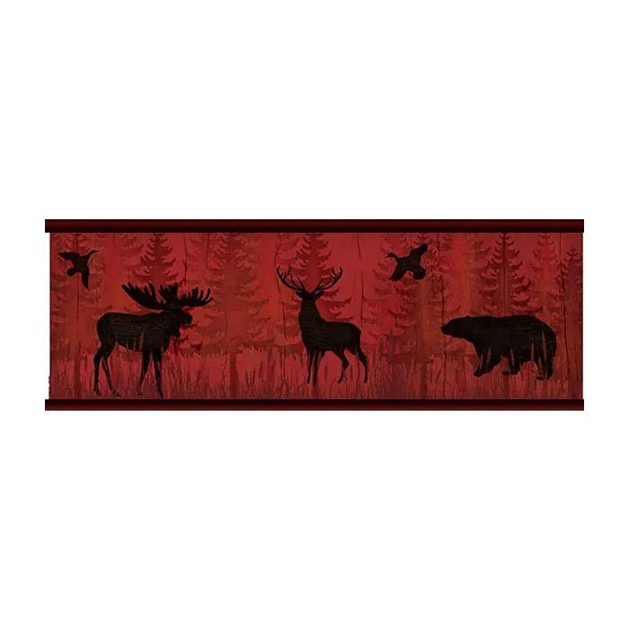 Saylorville Dark Red Lawndale Wallpaper Border Chesapeake TLL01601B