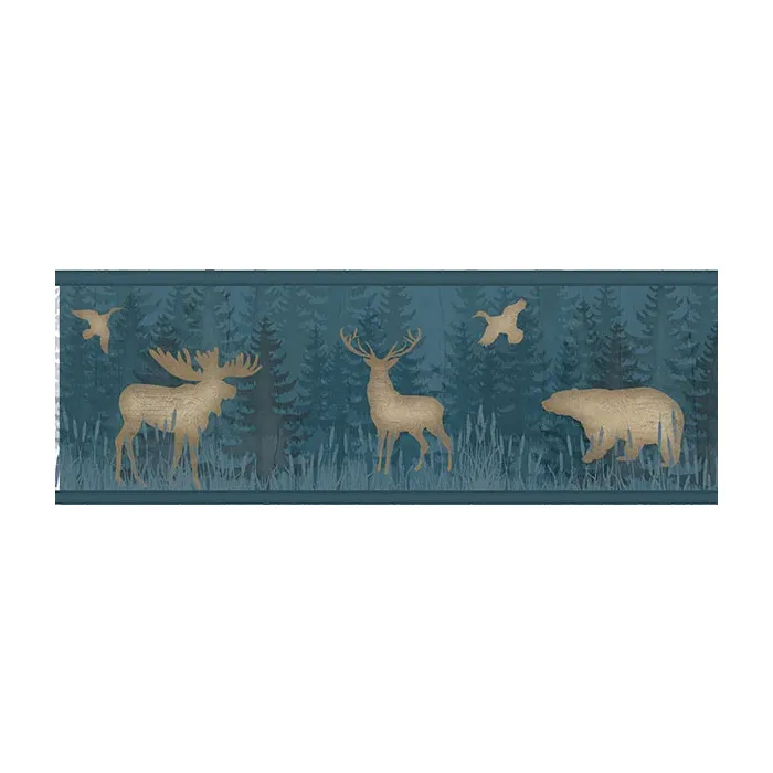 Saylorville Blue Lawndale Wallpaper Border Chesapeake TLL01603B