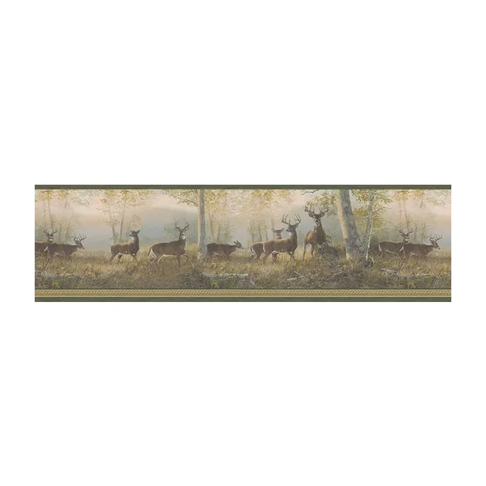 Storrie Green Deer Wallpaper Border Chesapeake TLL44341