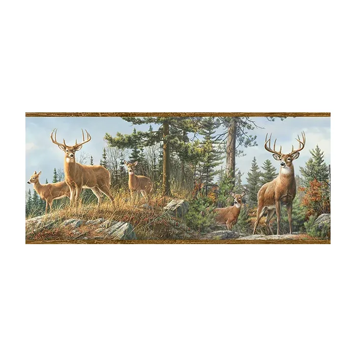 Ashmere Brown Whitetail Crest Wallpaper Border Chesapeake TLL48463B