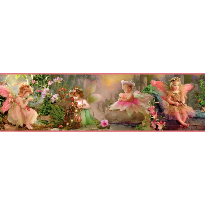 Esmeralda Pink Fairyland Portrait Wallpaper Border Chesapeake BBC94081B